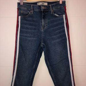 Topshop retro white and red striped jeans